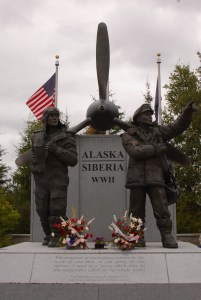 Lend Lease Monument showing transport from Alaska to Siberia