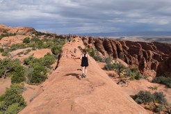 Hike across the finbacks to Double O Arch